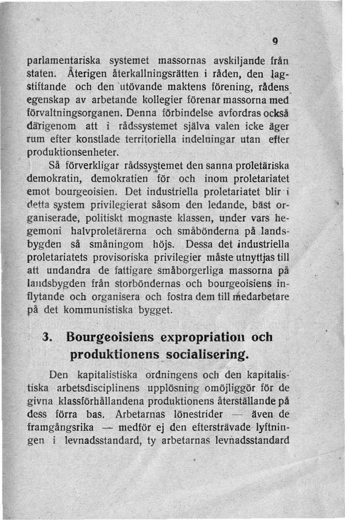 parlamentariska systemet massornas avskiljande från staten.