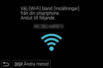 Wi-Fi/Bluetooth Ansluta kameran till en smartphone Ansluta kameran till en smartphone som inte har stöd för Bluetooth Low Energy Ansluta till en smarttelefon via Wi-Fi.