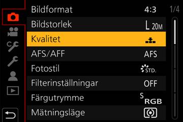 Genom att använda pekskärmen Peka på inställningen för att ställa in 5 Tryck på [Q.