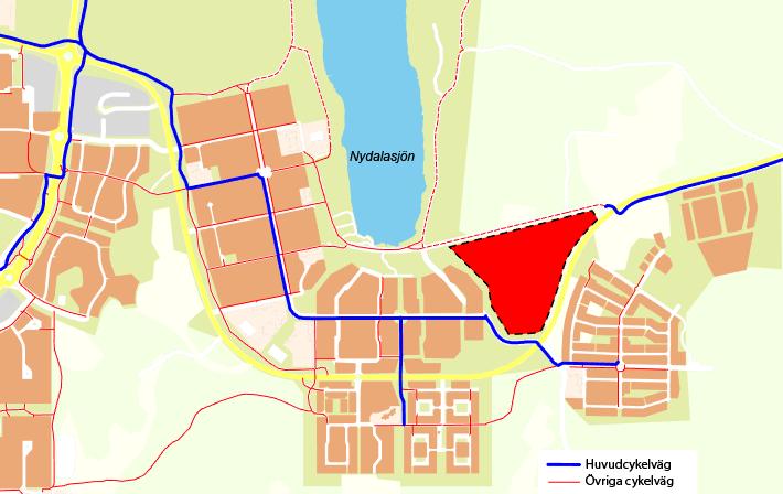 2 FAKTA På de kommande kartorna visas olika faktauppgifter kring planområdet som påverkar hur människor reser inom och från Tomtebo. 2.1 CYKELVÄGAR.