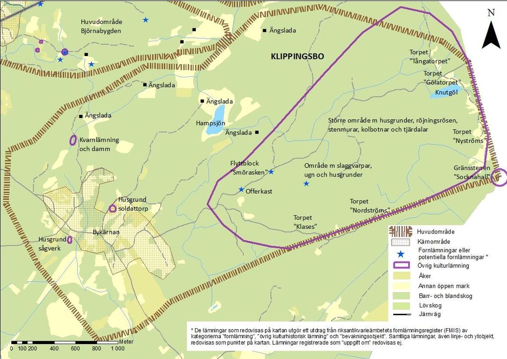 KLIPPINGSBO Klass 1 Lyckebyån som resurs: Grävd kanal, f.d. mossodlingar, kvarndamm, lämning efter vattendriven kvarn.