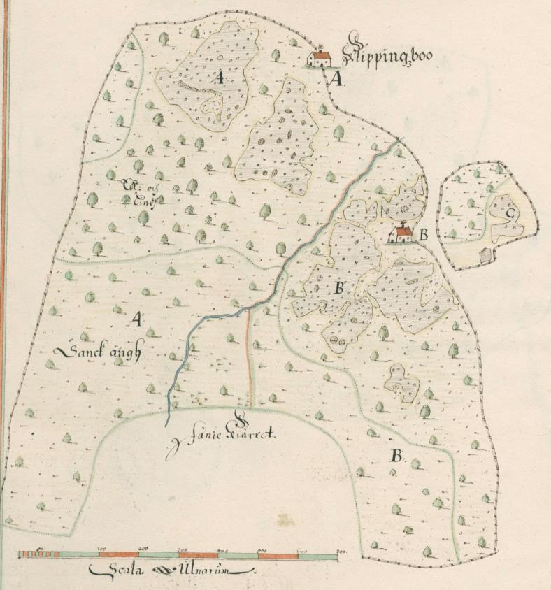 Utsnitt av 1655 års karta.