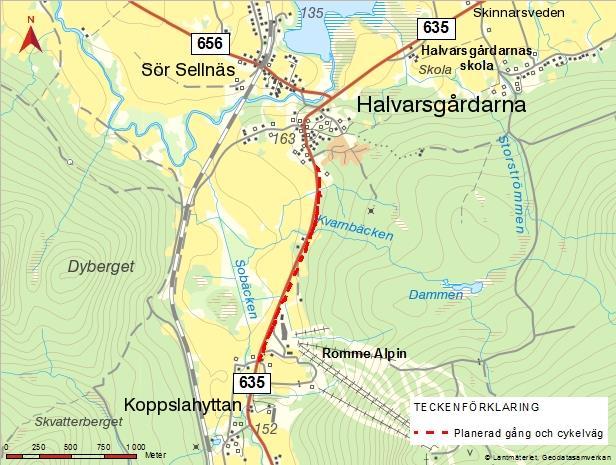 4. Förutsättningar 4.1. Väg Utfarter från enskilda gårdar, Romme alpin i södra delen av vägsträckan. Korsningen i Koppslahyttan. Figur 2.