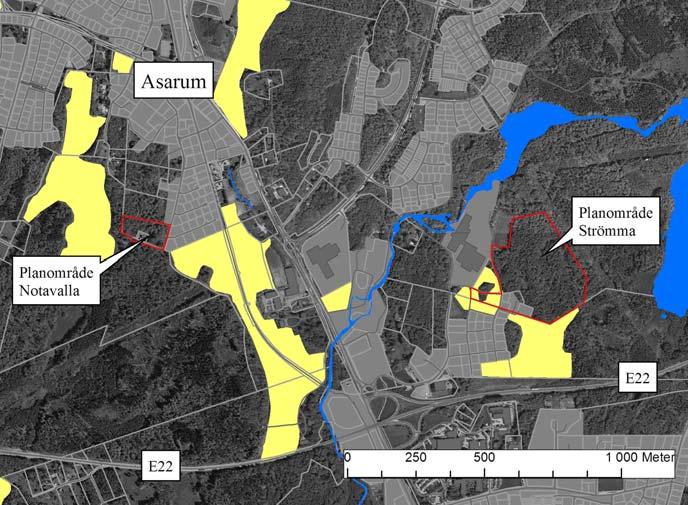 Bakgrund Under slutet av 2006 och början av 2007 fortsatte Karlshamns kommuns planutveckling för exploatering inom områdena Notavalla och Strömma i Asarums socken (fig.1).
