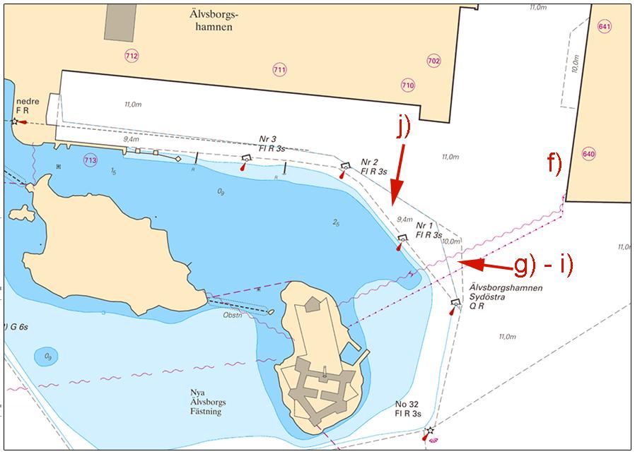 2016-12-22 9 Nr 630 Älvsborgshamnen Sjöfartsverket, Norrköping. Publ. 21 december 2016 * 11775 Sjökort: 9312, 9313 Sverige. Kattegatt. Göteborg. Älvsborgshamnen. Ändrat djup.