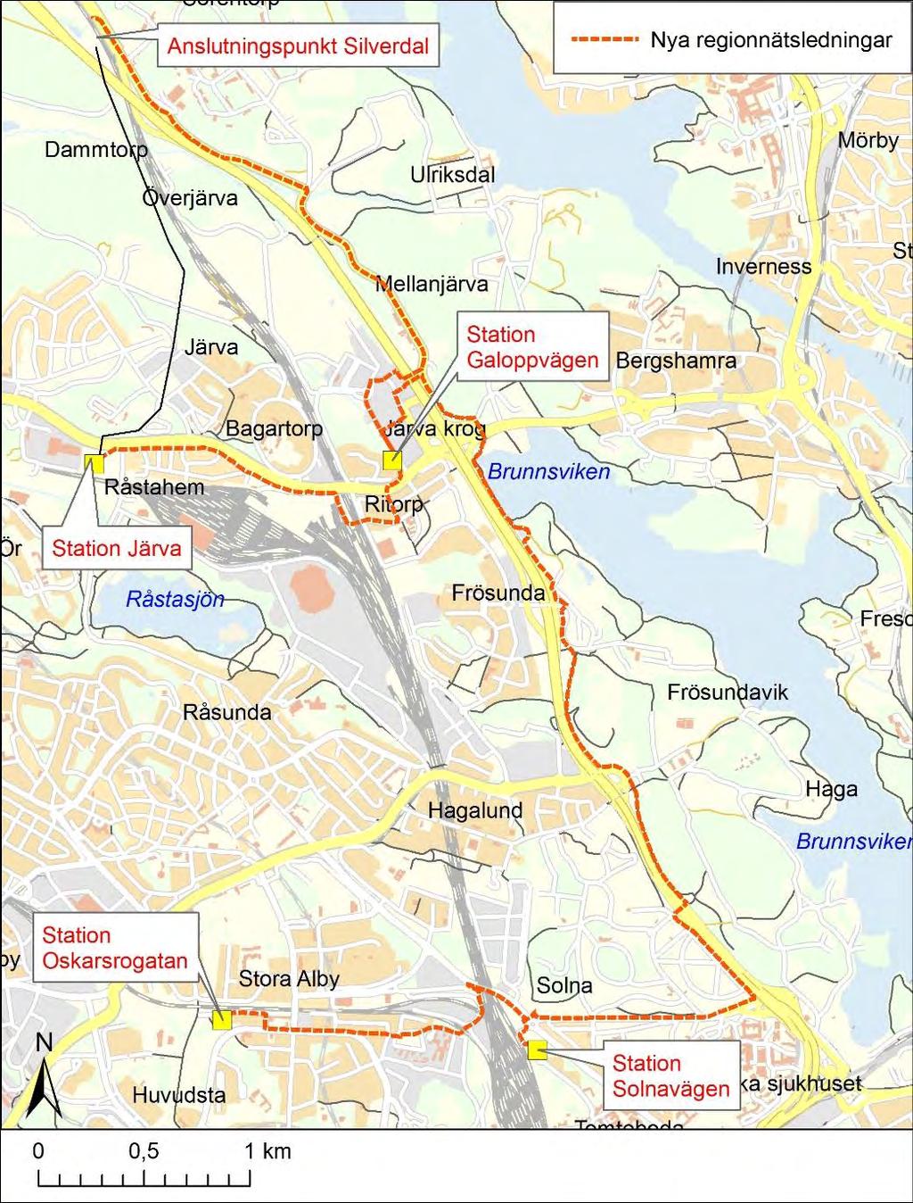 1.1.2 Södra Solna Inom delprojektet Södra Solna planeras två nya regionnätsledningar till södra Solna.