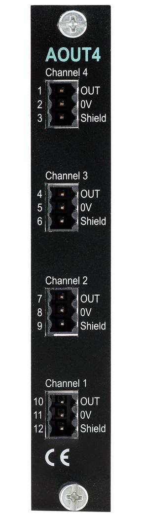 Teknisk handbok AOUT1 och AOUT4! Spänningsnivåerna på I/O-modulernas kontakter får vid normal drift inte överstiga de riskabla spänningsnivåerna på 30 Vrms, 42,4 Vtopp eller 60 Vdc.