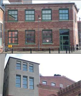 B9 Magasinsbyggnad, ingår i B11 B10 Ångmaskinhus, västra delen av B2 B11 Pannhus och magasin, ansluter till B10 B13 Gasverk, verkstad och maskinhus Byggd 1900 Ej tillgänglig för inspektion Uppfördes