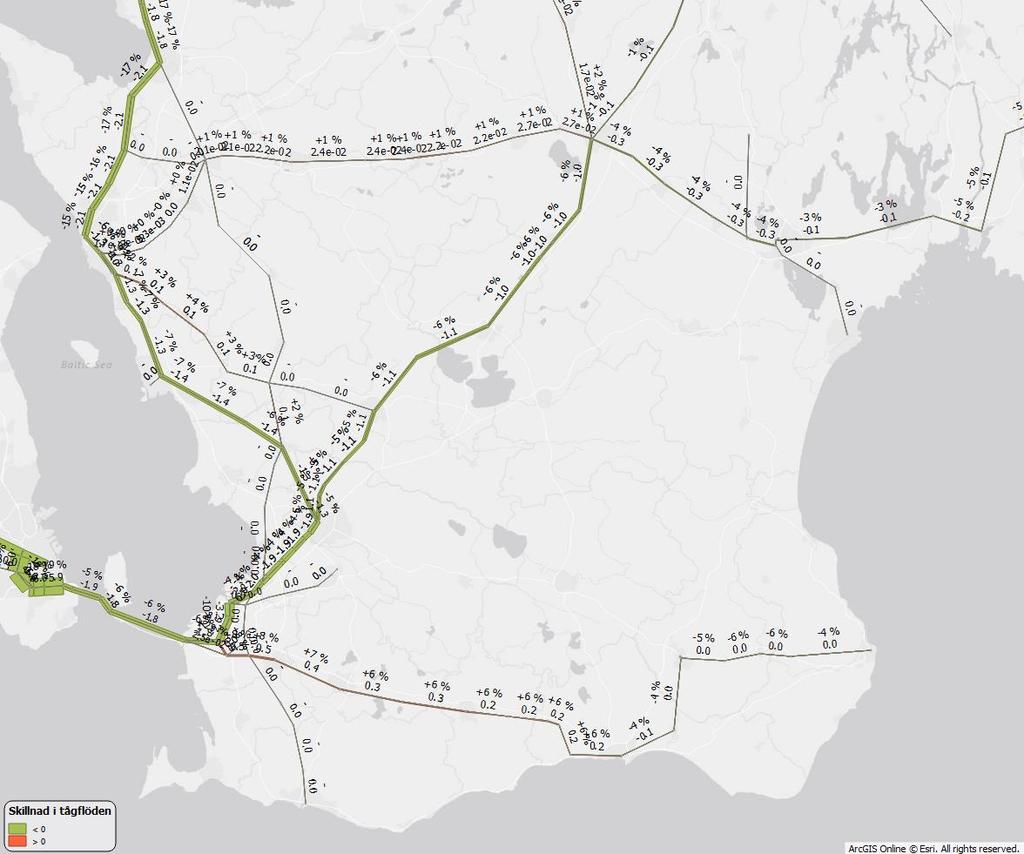 2.2 Granskning kollektivtrafiknät 2.2.1 Jämförelse flöden 2014 mellan 1604 och 1804 För kollektivtrafiken har det blivit större förändringar jämfört med bil.