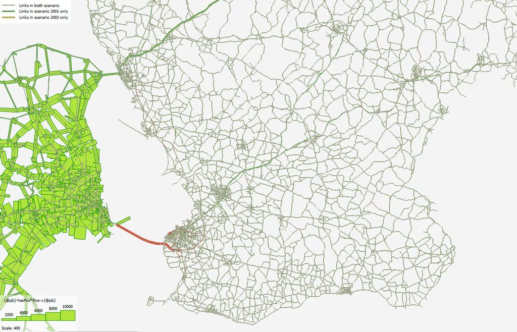 2. Basprognos 2014 2.1 Granskning vägnät 2.1.1 Jämförelse flöden 1604 och 1804 En översiktlig jämförelse har gjorts mellan föregående version av Sampers, 1604 och den preliminära versionen till 1804.
