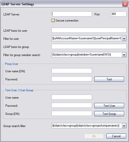 372 sv Sidan Användargrupper Bosch Video Management System Inställningar för LDAP-server LDAP-server: Ange namnet på LDAP-servern.