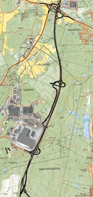 1. Broförslag Hisingsledens södra del blir en tvärlänk mellan Halvors länk, i söder, och Björlandavägen i norr. Den nya vägen är cirka 3,8 km och innehåller tre planskilda trafikplatser.