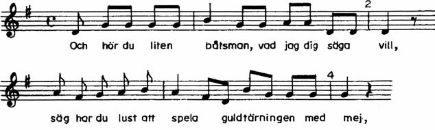 av samma durmelodityp. Två exempel får illustrera dessa melodigrupper.