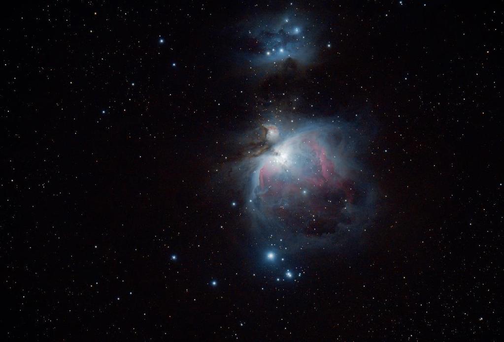9 6 st 2 min exponeringar av M42 med APO 107 och Nikon D800, efterbehandlat med Pixinsight Lärdomen här är att med ett måttligt stort teleskop och en vettig ekvatoriell montering så går det att ta