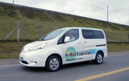 Figur 4: Nissans bil med SOFC räckviddsförlängare. Hyundai, Toyota och Daimler har även gjort tyngre fordon med bränslecellsdrift, både skåpbilar och stadsbussar, se Figur 4.