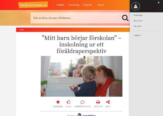 6. Använd din personliga inloggning 6.1 Bokmärk artiklar För att bokmärka en artikel som du vill komma ihåg klickar du på stjärnan under bilden inne på respektive artikel.