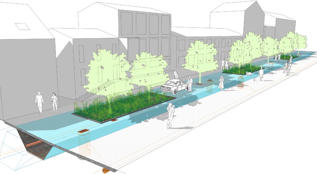 II För bättre dagvattenhantering och en mer resilient stadsmiljö EXPANSION OCH FÖRTÄTNING av städerna har skapat större volymer dagvatten samtidigt som behovet av att ersätta befintliga ledningar