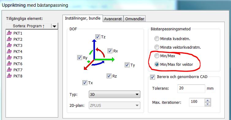 Uppriktningar Nya bästanpassningsmetoder Tillägg av matematikalternativen 2D Vektor Min/Max, 3D Vektor Min/Max och 3D Min/Max för uppriktning med