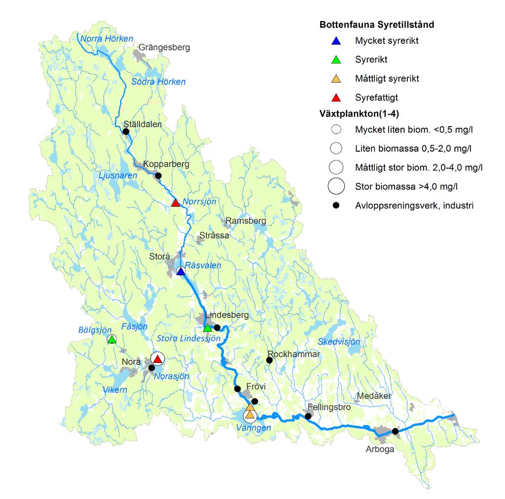 Växtplanktonbiomassa och syretillstånd (bottenfauna) Resultat från växtplankton- och bottenfaunaundersökningarna i sjöar i Arbogaåns