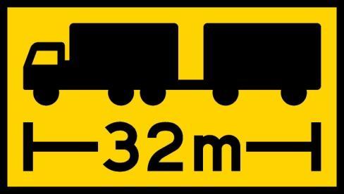 Storlek Höjd 0,4 meter Längd 0,8 meter Bård Bredd=20 mm Begränsning till vissa vägar 15 Ett fordonståg som uppfyller kraven i 4 14 och villkoren i 4 kap.