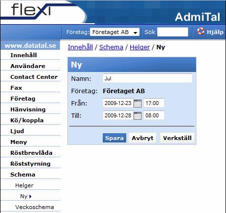 1.4 Helger Nästa steg i processen att ta fram ett nattsvar är att skapa helger. Helger är något som avviker från det normala schemat som te.x. jul, nyår midsommar etc.