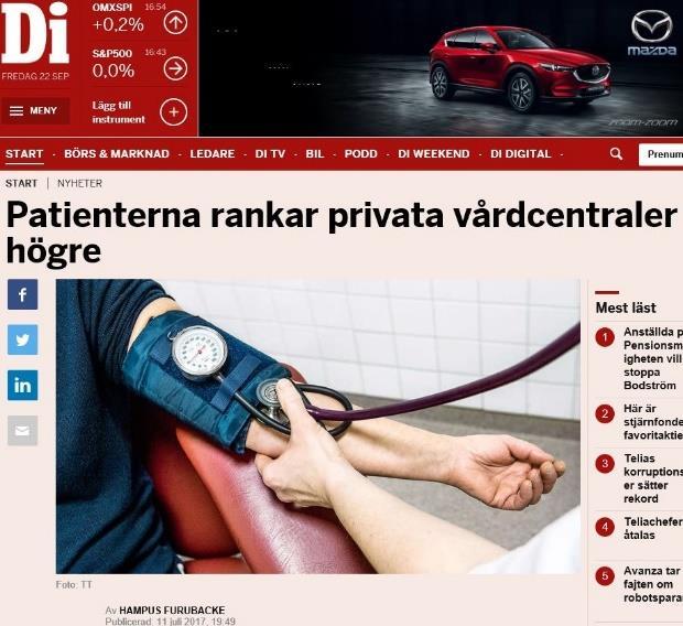 patientnöjdheten hos privat och offentligt drivna