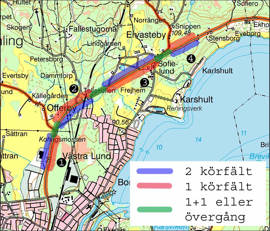 Studerade vägobjekt Nedanstående bilder och tabell visar hur ombyggnaden föreslås bli.