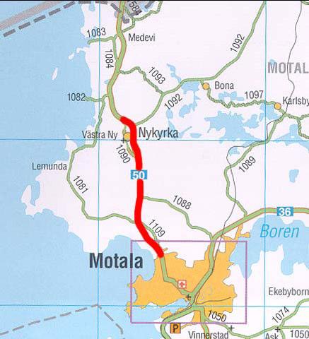 Studerade vägobjekt 4.2 Rv50 Motala-Nykyrka 4.2.1 Allmän fakta Vägavsnittet är den stora och viktiga vägen ut ur Motala för trafik som skall norr ut mot Örebro.