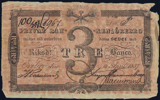 /1. 3 ex. 800 1157 Christinehamns Enskilda Bank. 5 kronor 1876, A16460. PL 8. 1?. 700 1158 Norrköpings Enskilda Bank.