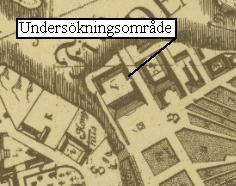 Fig. 9. Detalj av Tessins karta från 1733. 9 Referenser Otryckta källor SR = Stadsarkeologiskt register. Finns på Stockholms stadsmuseum. Litteratur Silferstolpe, G. 1926.