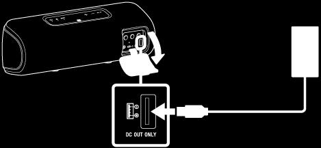 Ladda en USB-enhet, t.ex. en smartphone eller iphone Du kan ladda en USB-enhet, t.ex. en smartphone eller iphone, genom att ansluta den till högtalaren via USB.