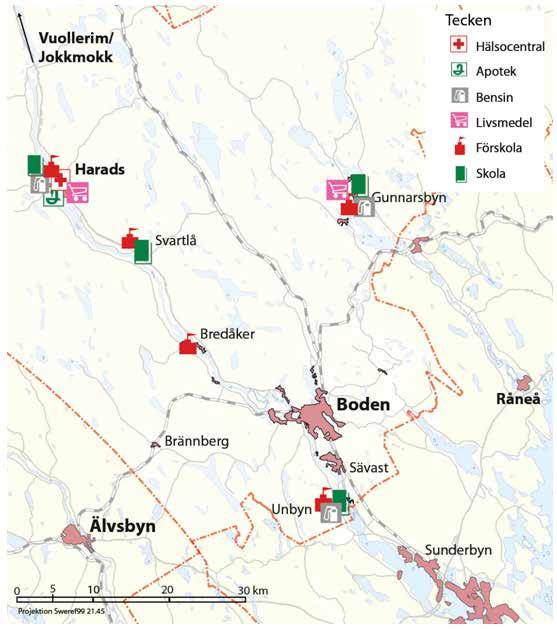 Serviceutbudet Merparten av serviceutbudet finns i centralorterna.