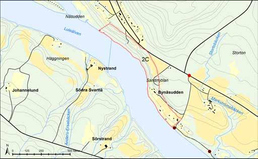 Område 2C Svartlå B Växt- och djurliv samt naturmiljö LIS-område 2C utgörs av ett sandområde vid Luleälvens norra strand, strax söder om Flarkåns mynning.