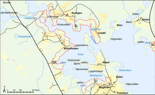 Område 5J Överstbyn A, 5K Överstbyn B och 5L Översybyn C Växt- och djurliv samt naturmiljö LIS-område 5J består av en kraftigt sluttande moränslänt ned mot södra delen av sjön Avan.