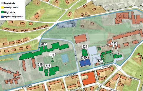 Kulturmiljöanalysen (Tyréns 2017) beskriver området som centralt beläget område i västra delen av Malmberget.