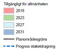 Planområdesgränser för de detaljplaner som tas fram (inklusive aktuell detaljplan) är inte detsamma som prognosen för staketdragning.