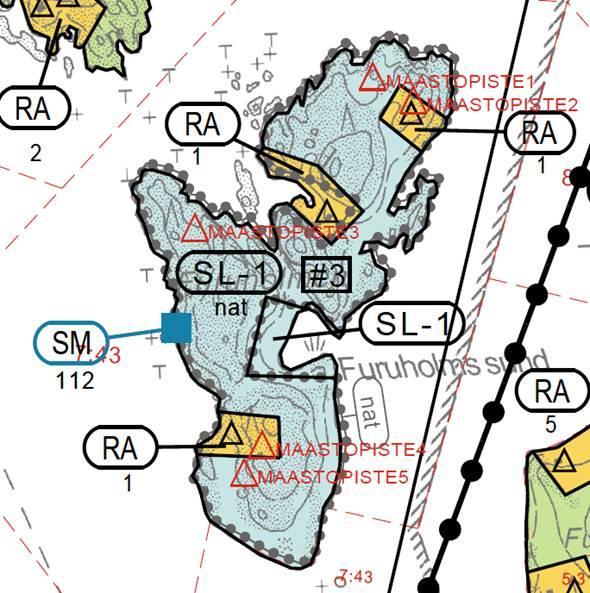 rakennuspaikkoja. Yksi rakennuspaikoista sijoitetaan jo rakennetun loma-asunnon kohdalle. Toinen rakennuspaikoista sijoitetaan saaren pohjoisosan itärannalle, kaavaehdotuksen II mukaiseen paikkaan.
