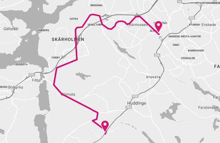 Kommande utvecklingsprojekt Spårväg syd Trafikförvaltningen utreder just nu en möjlig framtida spårväg som är tänkt att gå mellan Flemingsberg och Älvsjö.