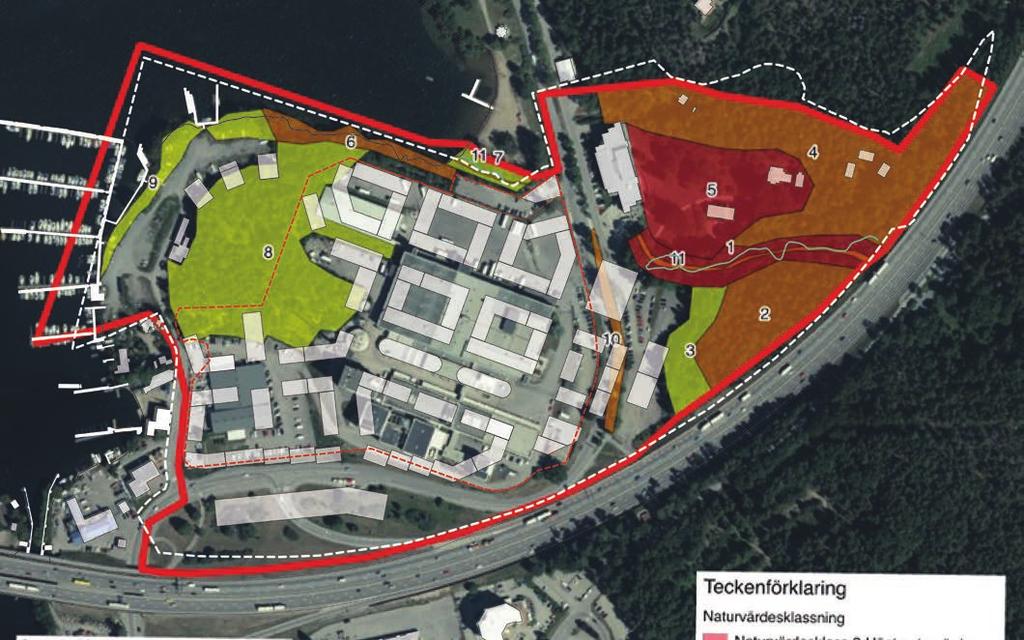 Programområdet tangerar två Ekologiskt särskilt känsliga områden (ESKO). Ett i vattnet, som löper från planområdets norra del och sedan löper längs med strandpromenaden mot norr.