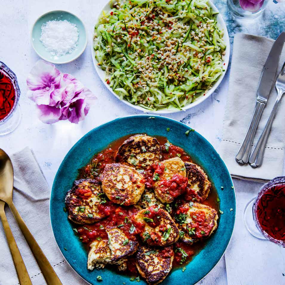 RICOTTABIFFAR i tomatsås med zucchinisallad 4 port.