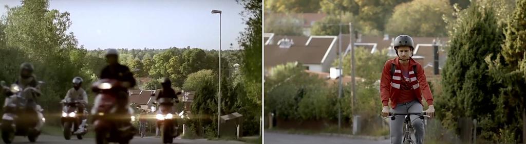 5.1.2.5 Scen 4 - Uppförsbacken Sekvens 1 Sekvens 2 Den fjärde scenen i denna reklamfilm utspelar sig utomhus.