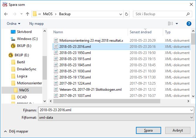 Välj ett ställe att lägga säkerhetskopian. Det bör vara på en USB-minne för att backupen ska finnas kvar om datorns disk helkvaddar. Jag brukar benämna backupen enligt åååå-mm-dd hhmm.