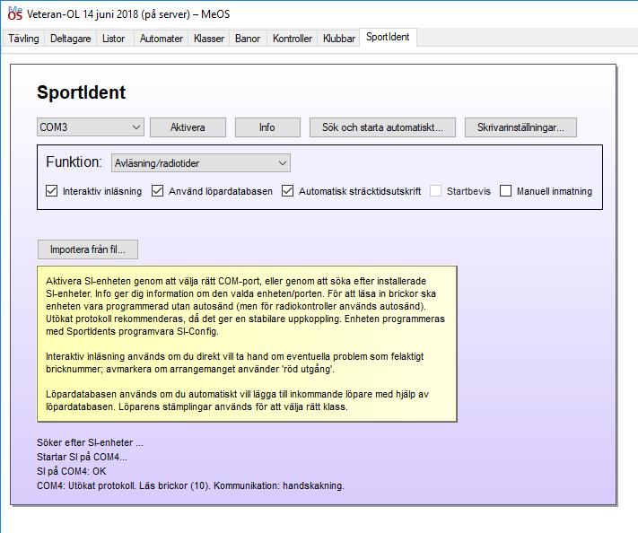 Markera fälten Interaktiv inläsning, Använd löpardatabasen och Automatisk