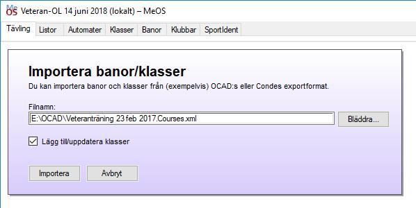 Ladda in banorna från OCAD Tillbaka på