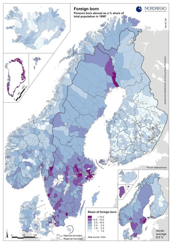 Etablering och integration av nyanlända Andel utlandsfödda i kommuner