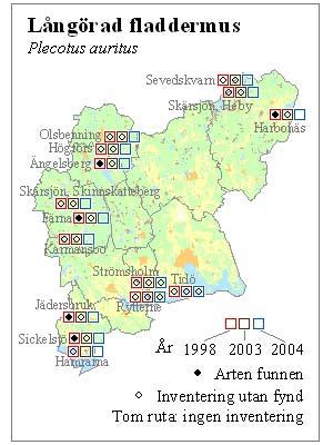 Fig. 7 Fynd av fyra fladdermusarter