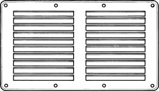 Ventilationsgaller Ventilationsgaller Med 2 avskärmade 10 vågräta ribbor För utvändig montering Försedd med 8 st