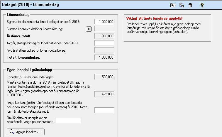 gränsbelopp för utdelning under år 2019, tittar man alltså på löneuttagen som gjorts under år 2018.
