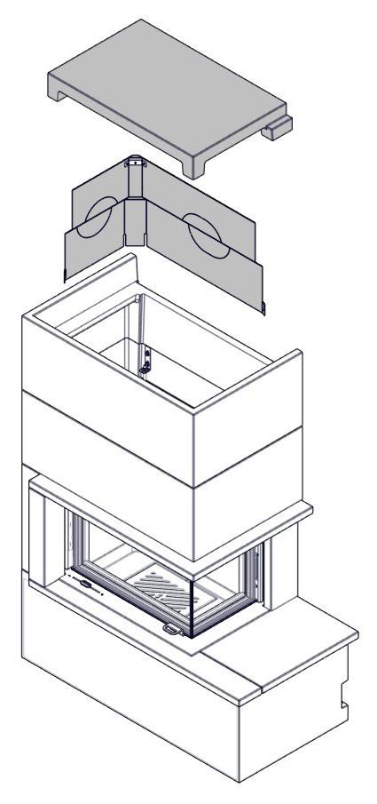 Bruk vedlagte akryllim for å lime elementene sammen. Place the top radiation shield. Place the top concrete part.