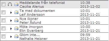 Meddelanden I denna vy kan du se alla dina meddelanden. Om kuvertet är öppnat (som alla är på denna bild) är meddelandet läst.